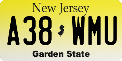 NJ license plate A38WMU