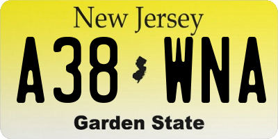 NJ license plate A38WNA