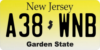 NJ license plate A38WNB
