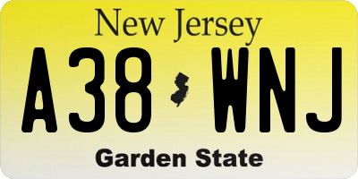 NJ license plate A38WNJ