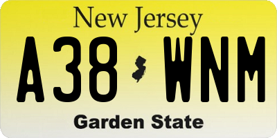 NJ license plate A38WNM