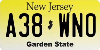 NJ license plate A38WNO