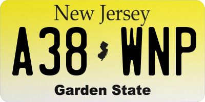 NJ license plate A38WNP
