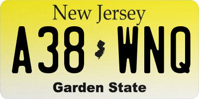 NJ license plate A38WNQ