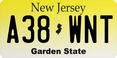 NJ license plate A38WNT