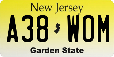 NJ license plate A38WOM