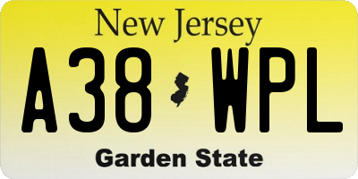 NJ license plate A38WPL