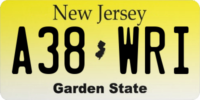 NJ license plate A38WRI