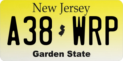 NJ license plate A38WRP
