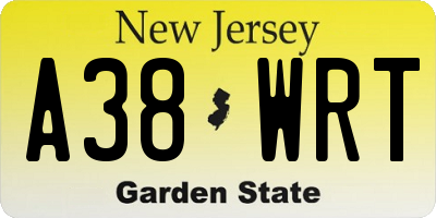 NJ license plate A38WRT