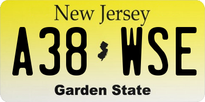 NJ license plate A38WSE