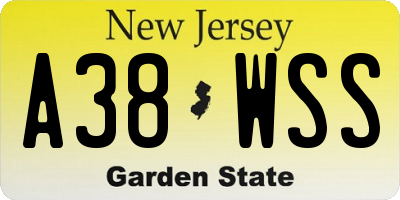 NJ license plate A38WSS