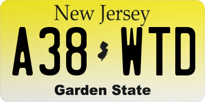 NJ license plate A38WTD