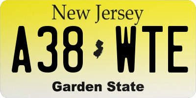 NJ license plate A38WTE