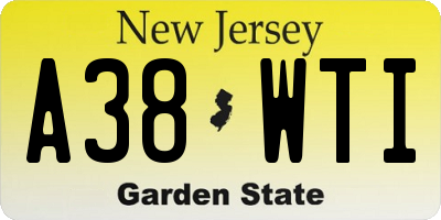 NJ license plate A38WTI