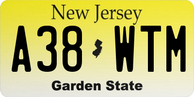 NJ license plate A38WTM