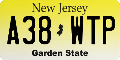 NJ license plate A38WTP