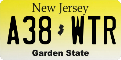 NJ license plate A38WTR