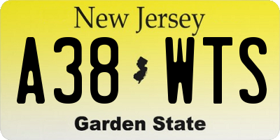 NJ license plate A38WTS