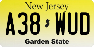 NJ license plate A38WUD