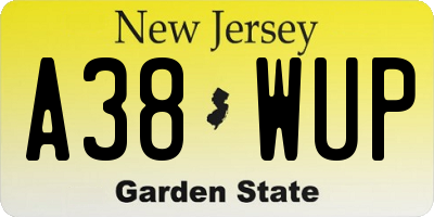 NJ license plate A38WUP
