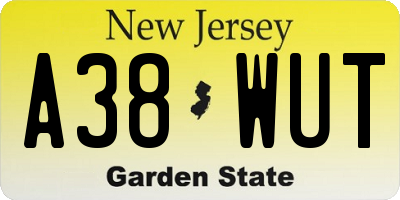 NJ license plate A38WUT