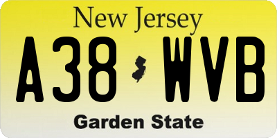 NJ license plate A38WVB
