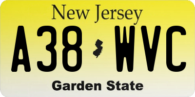 NJ license plate A38WVC