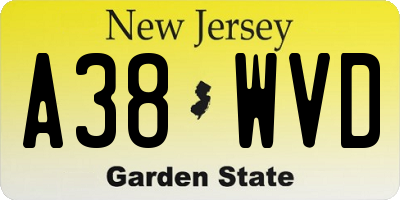 NJ license plate A38WVD