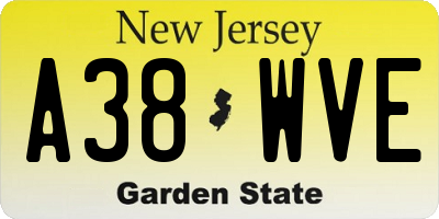 NJ license plate A38WVE