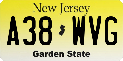 NJ license plate A38WVG
