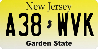 NJ license plate A38WVK