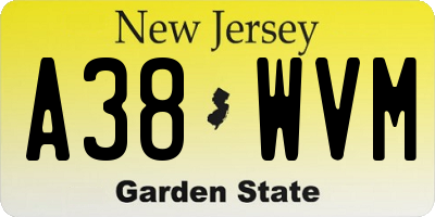 NJ license plate A38WVM