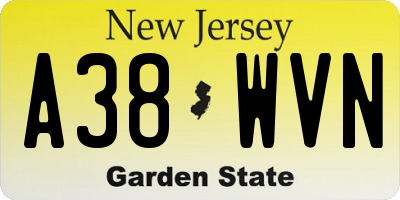 NJ license plate A38WVN