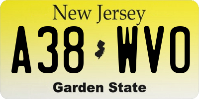 NJ license plate A38WVO