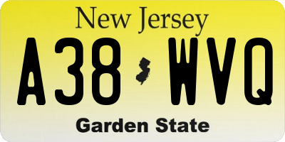 NJ license plate A38WVQ