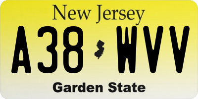NJ license plate A38WVV