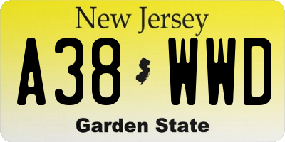 NJ license plate A38WWD