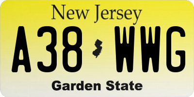 NJ license plate A38WWG