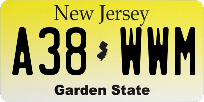NJ license plate A38WWM