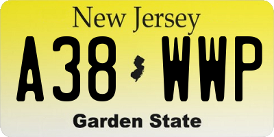 NJ license plate A38WWP