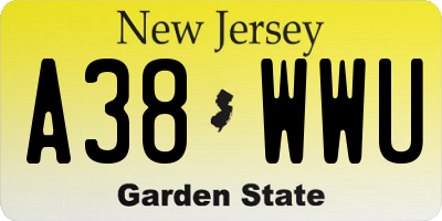 NJ license plate A38WWU