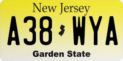 NJ license plate A38WYA
