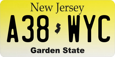 NJ license plate A38WYC