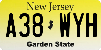 NJ license plate A38WYH