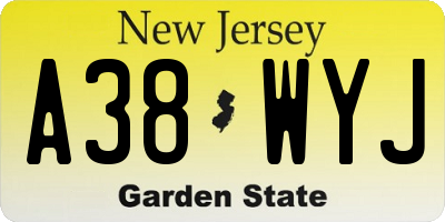 NJ license plate A38WYJ