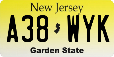 NJ license plate A38WYK