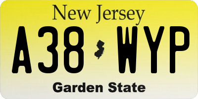 NJ license plate A38WYP