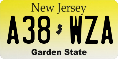 NJ license plate A38WZA