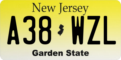 NJ license plate A38WZL